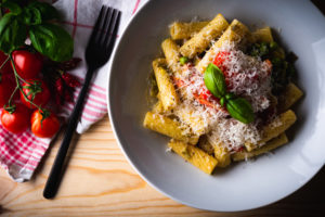 Pasta mit Erbsen und Lauch